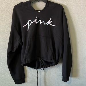 PINK black crop hoodie